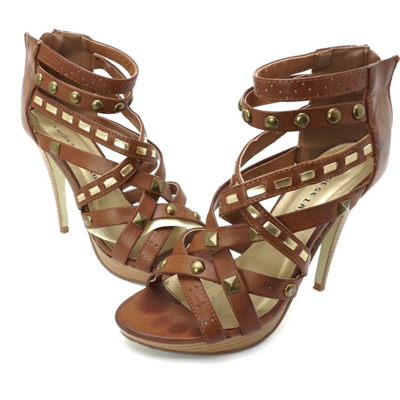 ✨Chinese Laundry Tan Strappy Heels - Picture 1 of 4